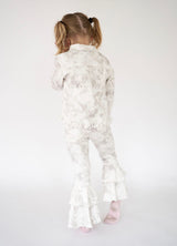 Winter White Camo Denim Double Ruffle Jeans Pants | Toddler & Youth