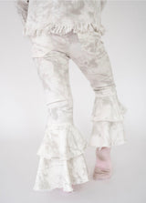 Winter White Camo Denim Double Ruffle Jeans Pants | Toddler & Youth
