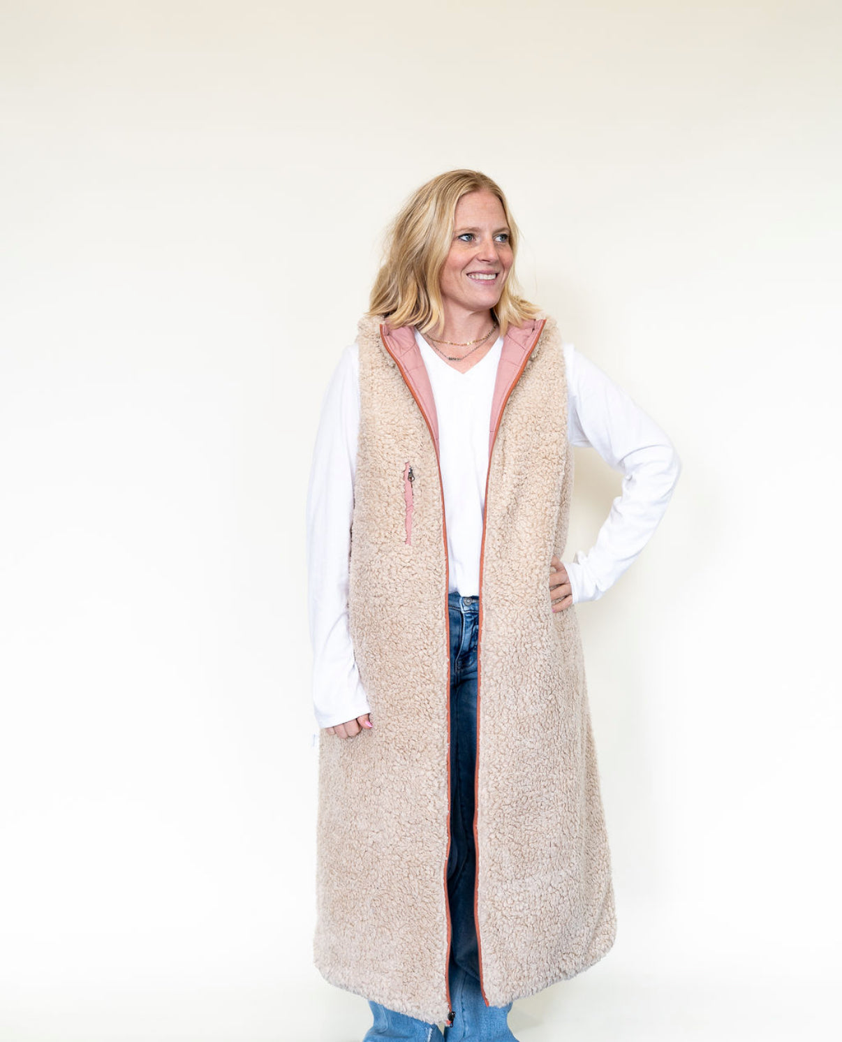 Cozy Chic Reversible Longline Vest