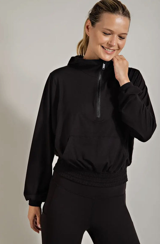 Womens Black Butter Soft Quarter Zip Hoodie