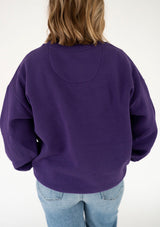 Lulu Mac Purple/Yellow-Stitch Crewneck | Women's