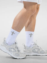 Pathos Socks "Glory to God" White & Silver