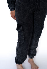Washed Corded Joggers – Charcoal Black