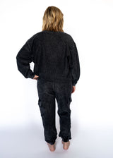 Washed Corded Joggers – Charcoal Black