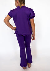 Girl's Scalloped Leggings-Purple