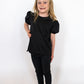 Girls' Scalloped Tee- Black