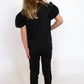 Girls' Scalloped Tee- Black