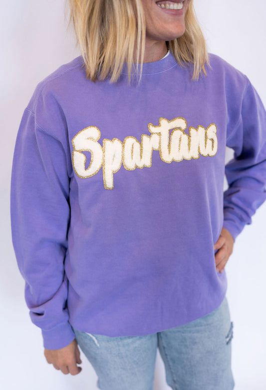 Spartan Patch Crew Neck-Light Purple
