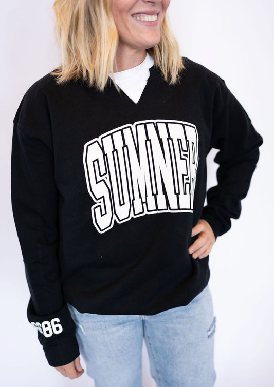 Black Sumner Zip Code Crew Neck