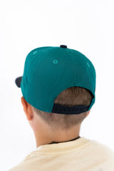 Teal baseball snapback cap with navy brim and embroidered 24 chain logo baseball streetwear hat

