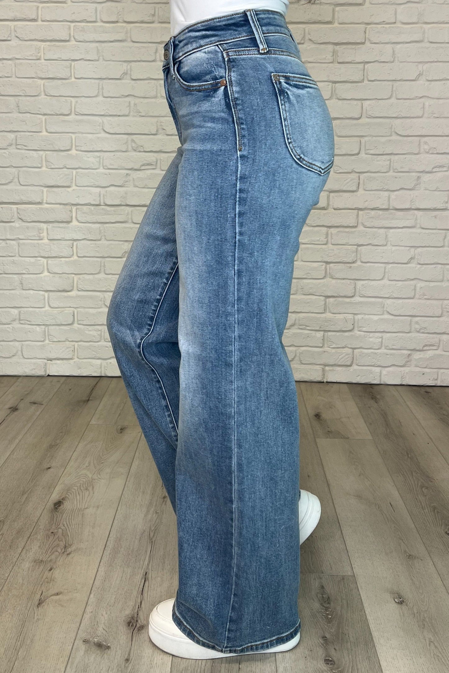 Karis High Rise Vintage Wash Retro Wide Leg