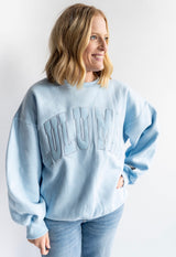 Lulu Mac Mono Light Blue crewneck sweatshirt for women and teens