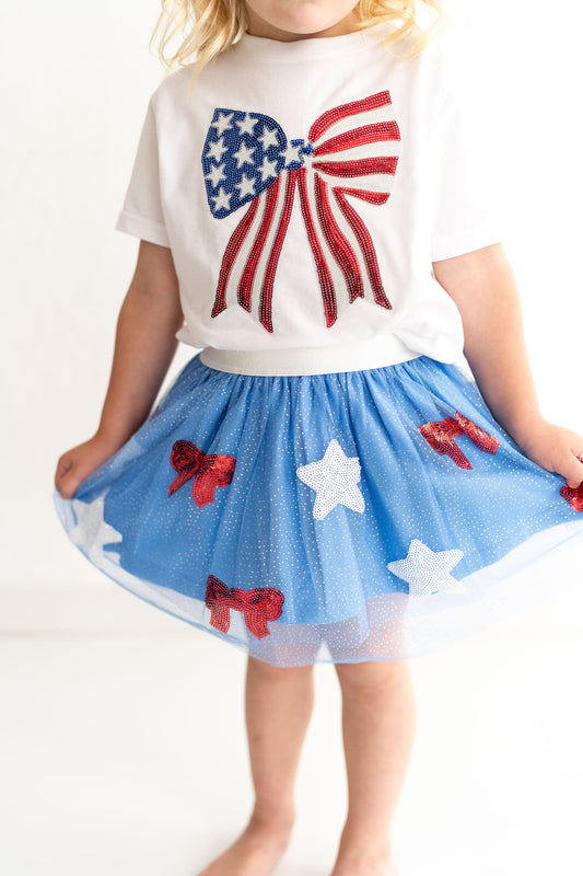 Red, white and blue tutu skirt, sparkle, non itchy tutu, toddler and youth