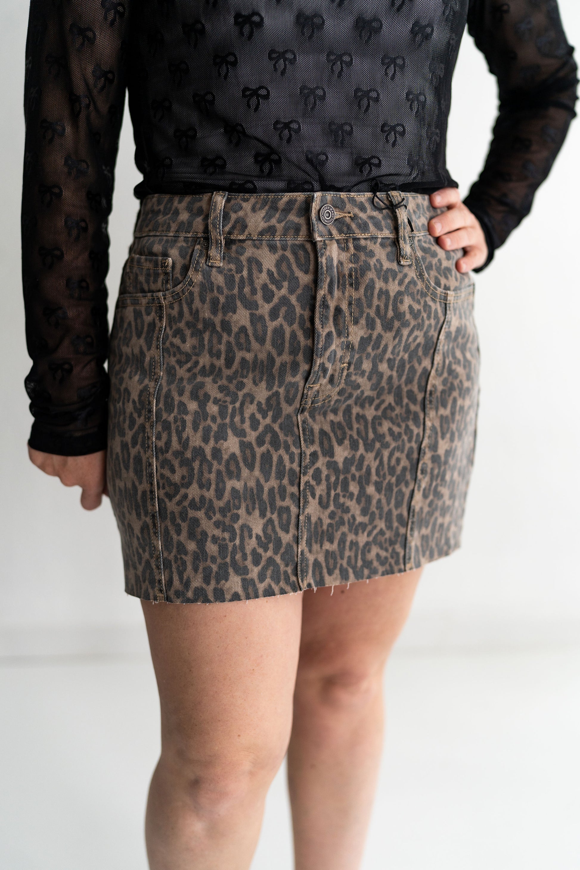 Hidden Jeans Cheetah  Print Mini Skirt