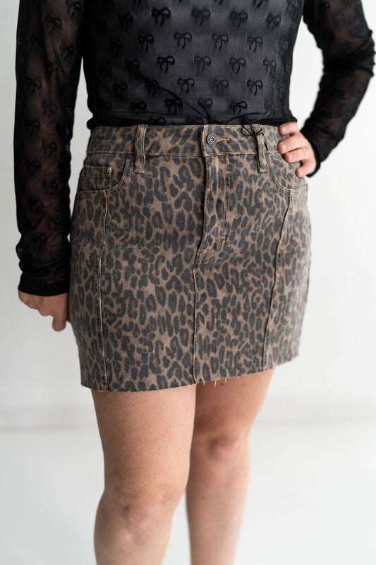 Hidden Jeans Cheetah  Print Mini Skirt