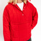 Bright red quilted design for a bold, sporty look
Lightweight yet warm insulated puffer style
Snap-button front with adjustable hood
Large front kangaroo pocket + side pockets for essentials
Relaxed fit – easy to layer over sweaters and hoodies
Available in XS, S/M, and L/XL