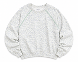 Simply Southern light gray and white heathered crewneck sweatshirt with sage green contrast stitching along the raglan sleeves, shown flat on a white background.