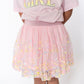 Confetti tutu skirt for toddlers and youth . With layers of soft pink tulle, rainbow confetti sequins, and a glittery pink waistband, it’s the perfect combo of comfort and shimmer