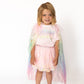 Confetti cape, Iridescent rainbow sequins for major sparkle, Soft tulle overlay that’s comfy and non-scratchy, Ruffle neckline with satin ribbon tie,One size fits most toddlers + little kids