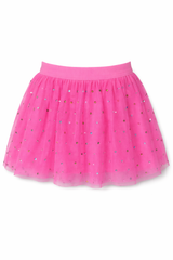 Little girls bright pink sparkly rhinestone tutu skirt with layered tulle