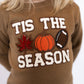 Brown crewneck with white “’TIS THE SEASON” lettering
Chenille patch accents: red maple leaf, orange pumpkin, brown football
Soft + cozy fabric perfect for cooler weather
Unisex fit, easy to style with jeans or leggings
Sizes: Toddler – Youth