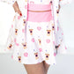 Toddler and youth white skort with adorable frappicinos and cake pop details. Thick pink waist band