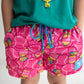 Pink Mesh Shorts with baseballs and bubblegum detail and blue drawstring