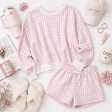 Blush Gingham Lounge Set - Teigan & Co