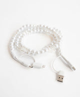 Classy Pearl Bow Beaded 4 - in - 1 Charging Cable - Teigan & Co