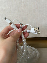 Classy Pearl Bow Beaded 4 - in - 1 Charging Cable - Teigan & Co