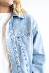 Faded Polka Dot Blue Denim Jacket | Women's - Teigan & Co