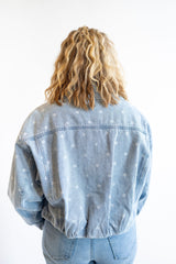 Faded Polka Dot Blue Denim Jacket | Women's - Teigan & Co