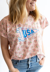 Floral USA Pennant Tee | Women's - Teigan & Co