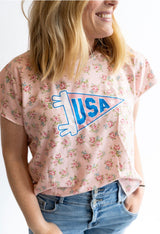 Floral USA Pennant Tee | Women's - Teigan & Co
