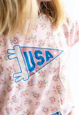 Floral USA Pennant Tee | Women's - Teigan & Co
