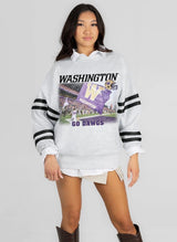 Gameday Couture Washington Huskies Off the Grid Stripe Sleeve Crewneck Sweatshirt | Women's - Teigan & Co