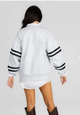 Gameday Couture Washington Huskies Off the Grid Stripe Sleeve Crewneck Sweatshirt | Women's - Teigan & Co