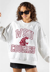 GameDay Couture WSU Cougars Big Play Energy Embossed Star Crewneck | Women's - Teigan & Co
