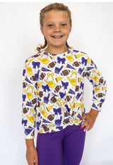 Girl's Game Day Athletic Top - Purple & Gold - Teigan & Co