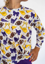 Girl's Game Day Athletic Top - Purple & Gold - Teigan & Co