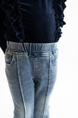 Girl's Pearl Denim Flares - Teigan & Co