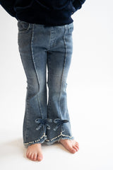 Girl's Pearl Denim Flares - Teigan & Co