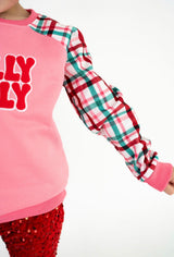 Holly Jolly Patch Plaid Crew | Toddler & Youth - Teigan & Co