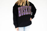 Huskies Polka Dot Mock Neck Sweatshirt | Women's - Teigan & Co