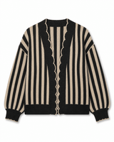 IVE Riviera Stripe Scallop Cardigan | Women's - Teigan & Co