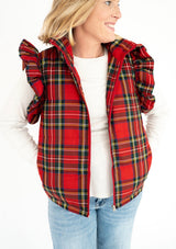 Katydid Holiday Plaid Ruffle Puffer Vest | Women's - Teigan & Co