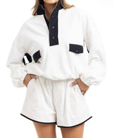 Katydid White Quarter-Snap Two-Piece Athletic Set | Women's - Teigan & Co