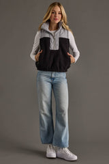Light Gray & Black Sherpa Vest | Women's - Teigan & Co