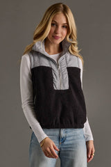 Light Gray & Black Sherpa Vest | Women's - Teigan & Co