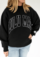 Lulu Mac Black Stitch Mockneck Terry Cloth Top | Women's - Teigan & Co